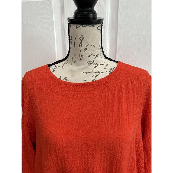 ALI MILES Red Asymmetric Cutout Sleeves Peekaboo Back Tunic Top Size Medium - Picture 2 of 6